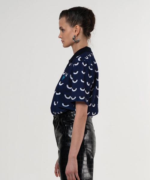 GREEDILOUS Horse Eye Print Polo Shirt