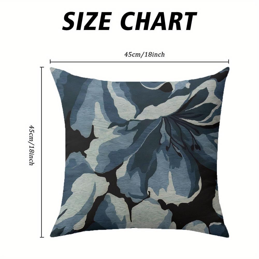 Blue Floral Art square Jacquard Pillow Cover for Sofa Office Waist Cushion Cover Home Decorative Pillowcase