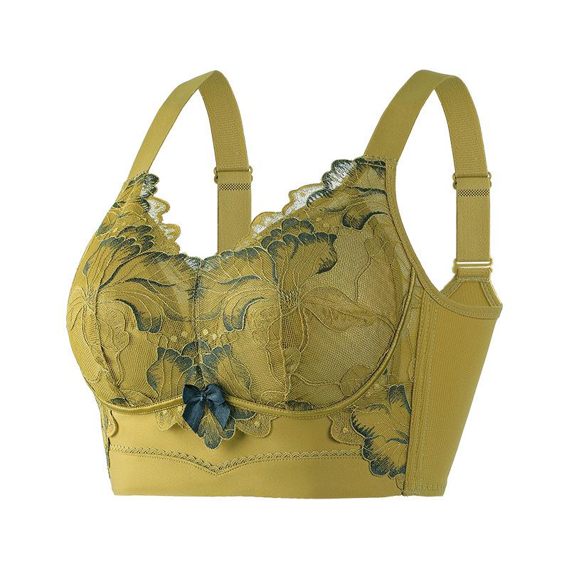 Large size underwear women's big breasts show small gathering, upper support honeycomb breathable, no steel ring, breast adjustment bra cover