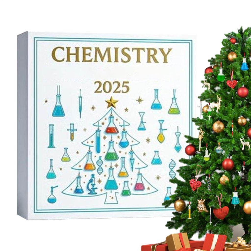 2026 Christmas Chemistry Advent 2D Acrylic Seasonal Decor 24 Days Science Countdown Calendar Ornaments for Christmas Decor