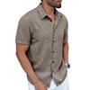 Men Summer Button-up Shirt Short Sleeve Turndown Collar Shirt Casual Loose Fit Holiday Shirt for Beach Vacation Street