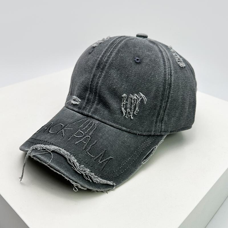 Neue Herren Damen Broken Style Retro Buchstabenstickerei Baseballkappen Sonnenschutz Persönlich Atmungsaktiv Snapback Kappen Vielseitig Mode 52-60cm gray