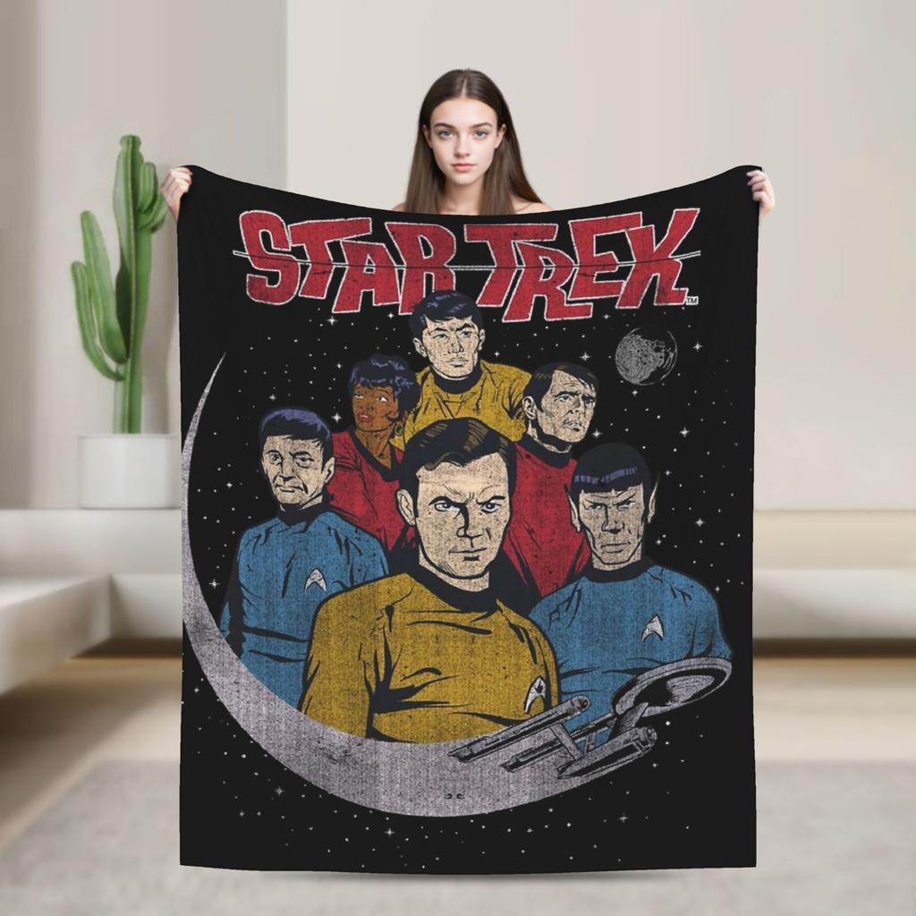 Stars Treks Discovery Enterprise Crest Blanket For Living Room Airplane Travel Flannel Bedspread Bed Cover