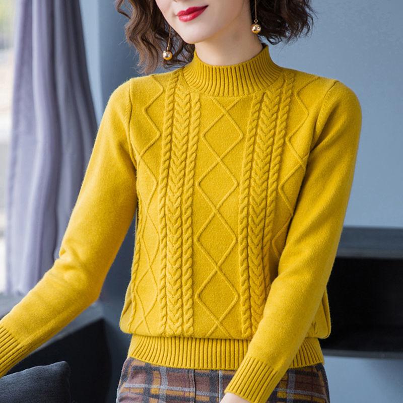 Short Loose Plus Size Sweater Women's Autumn and Winter Half Turtleneck Bottoming Sweater Sweater