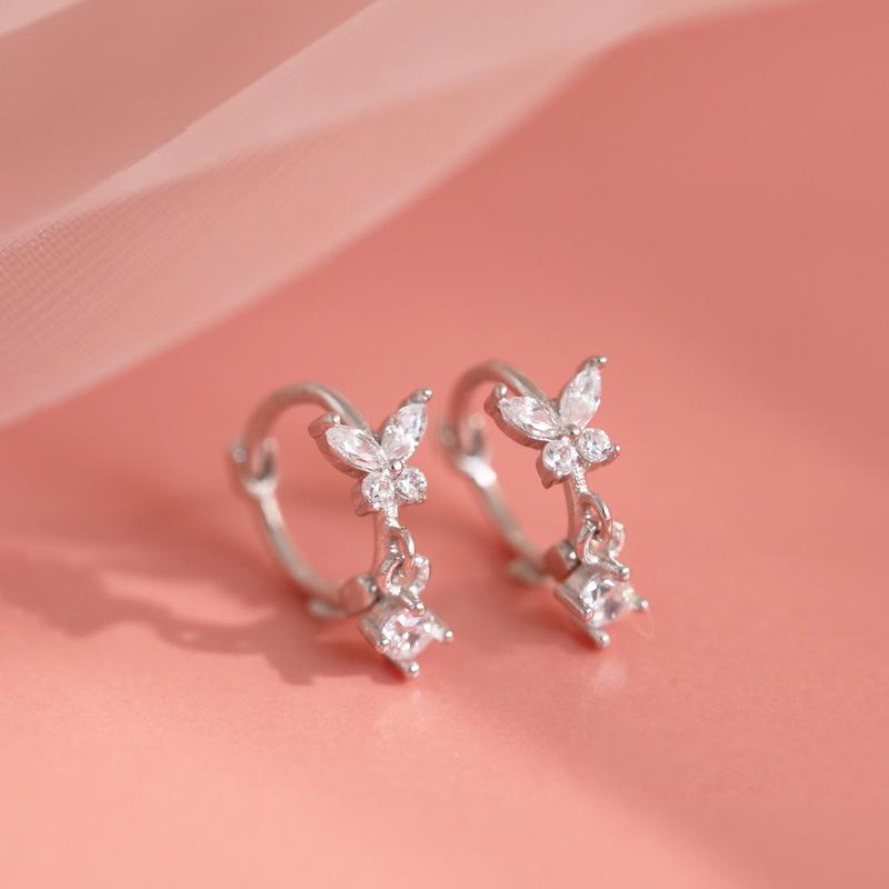 925 Sterling Silver Butterfly Zircon Ring Earrings For Women Piercing Luxury High Quality Elegant Jewelry Trend 2025 Money 925