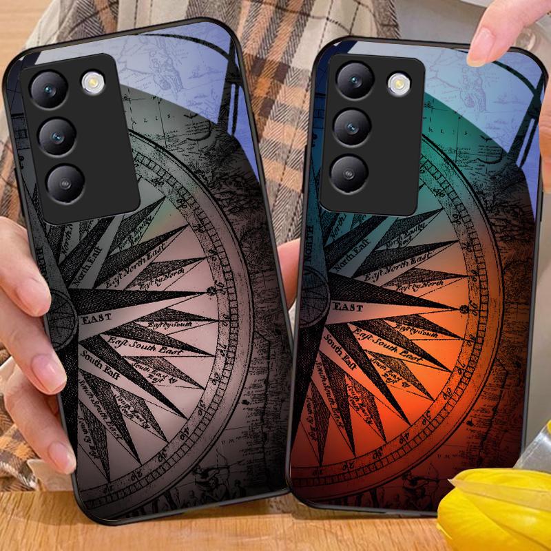 High Compass Black For Y72 33S 11 03 36 96 Lite 35 16 Iqoo 12 V40 SE 5G 29 40 21 30 X80 Pro Vivo Tempered Glass Phone Case Black