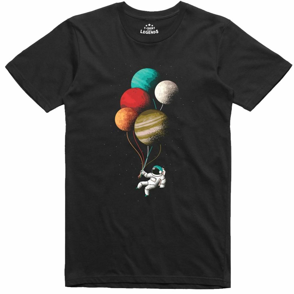 

Spaceman astronaut t shirt Planet Balloons Funny 100% Ring-Spun Cotton Top XL