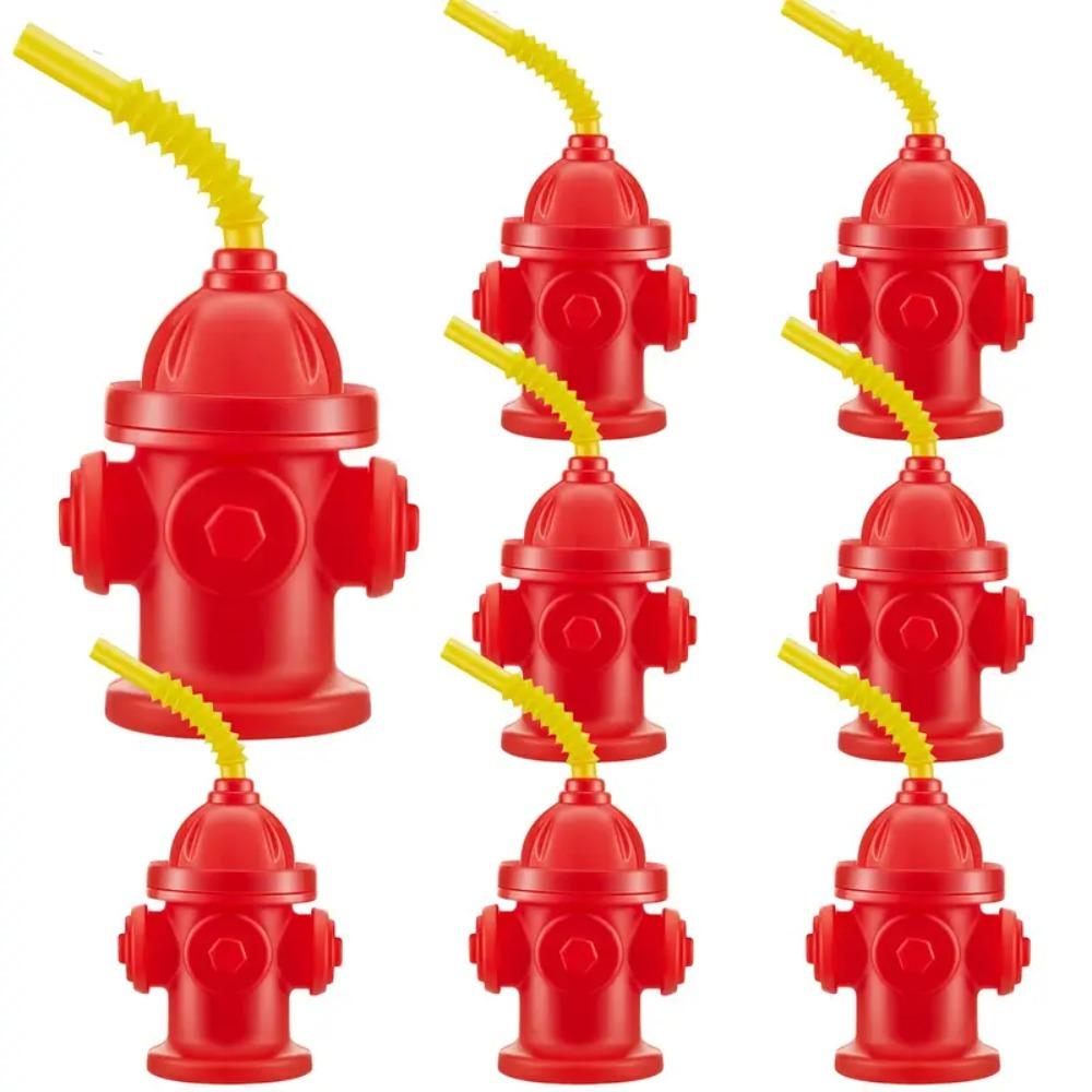 Novelty Fire Hydrant Water Cup Red Party Supplies Creative Fire Hydrant Straw Cup Boys