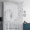 Rideau transparent noir et blanc avec Notes de musique, en Voile pour fenêtre de salon et de chambre à coucher, en Organza, en Tulle, pour fête