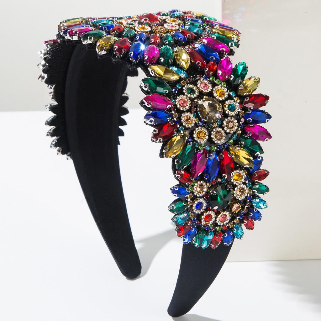 Luxuriöse Barock-Stirnbänder Voll Diamant Breite Kanten Haarband Haaraccessoires für Damenparty Glänzendes Haarband Reifen Kopfschmuck