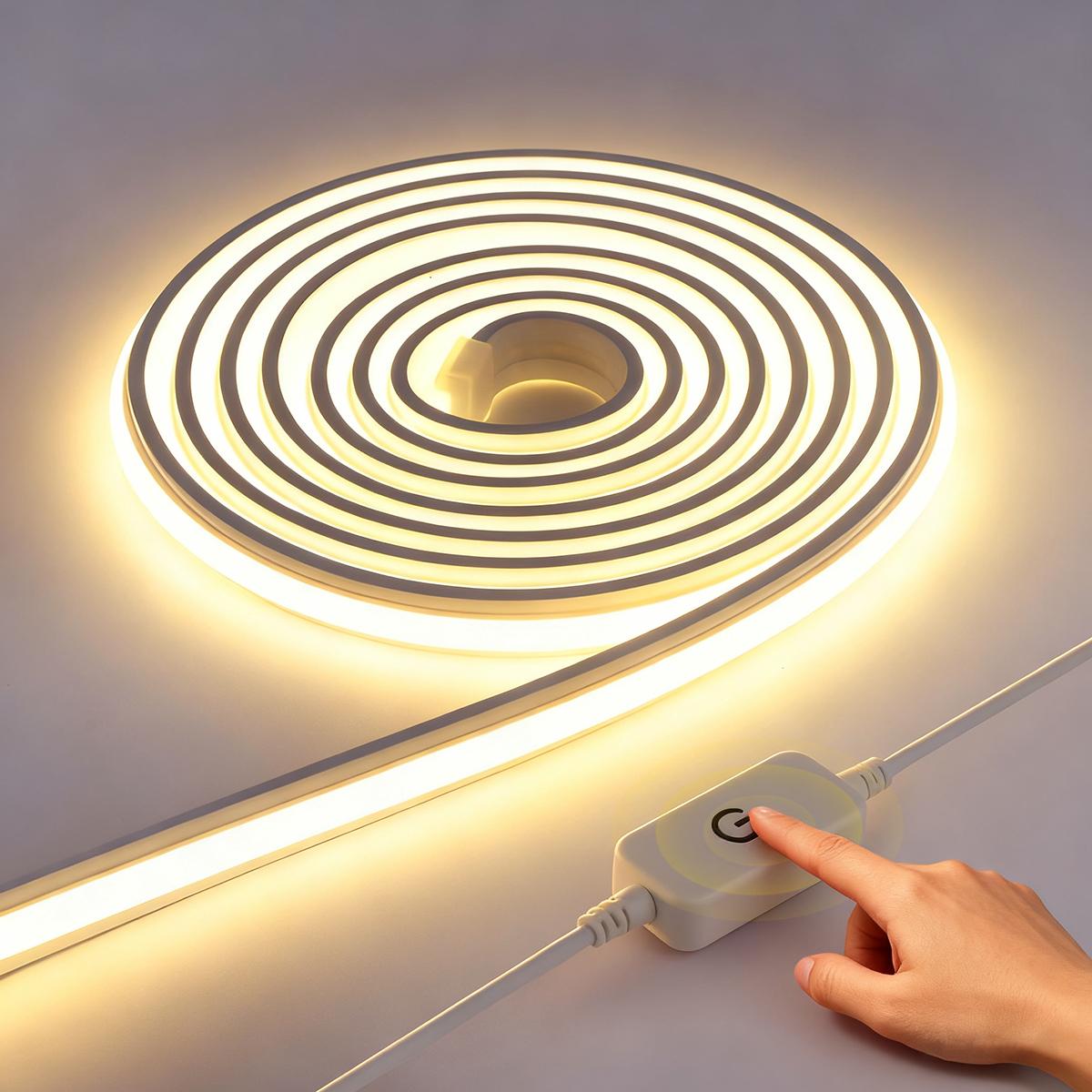 

Новинка Светодиодная лента COB из чистого силиконового геля 24 В сверхяркая с диммируемым сенсорным выключателем для спальни, шкафа 2M