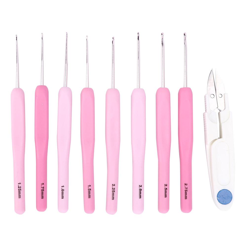 8Pcs/Set Household Soft Plastic Crochet Hook Kit Knitting Needle Sewing Tool Accessories