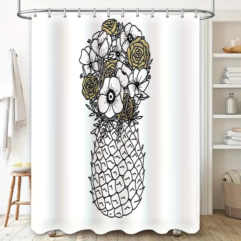 Floral Shower Curtain Botanical Bathroom Decor Nature Patterned Fabric Liner Vintage Farmhouse Style Washable Waterproof Home Te