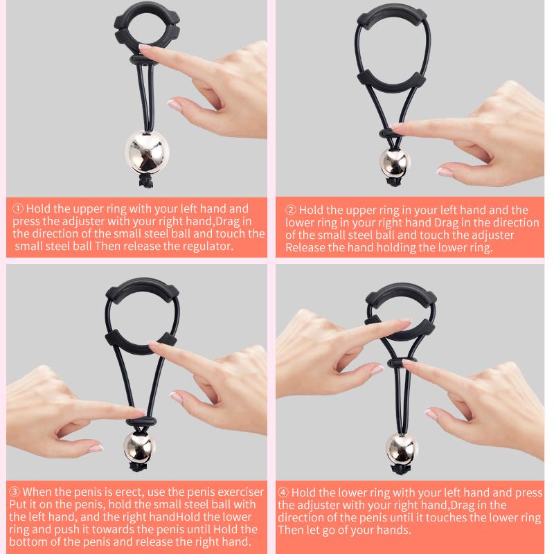 Male Drop Ball Heavy Weight Stretcher Silicone Penis Cock Rings Metal Hanger for Enlargement Extender Pull Eexercise Corpus Cavernosum Sex Toys Man