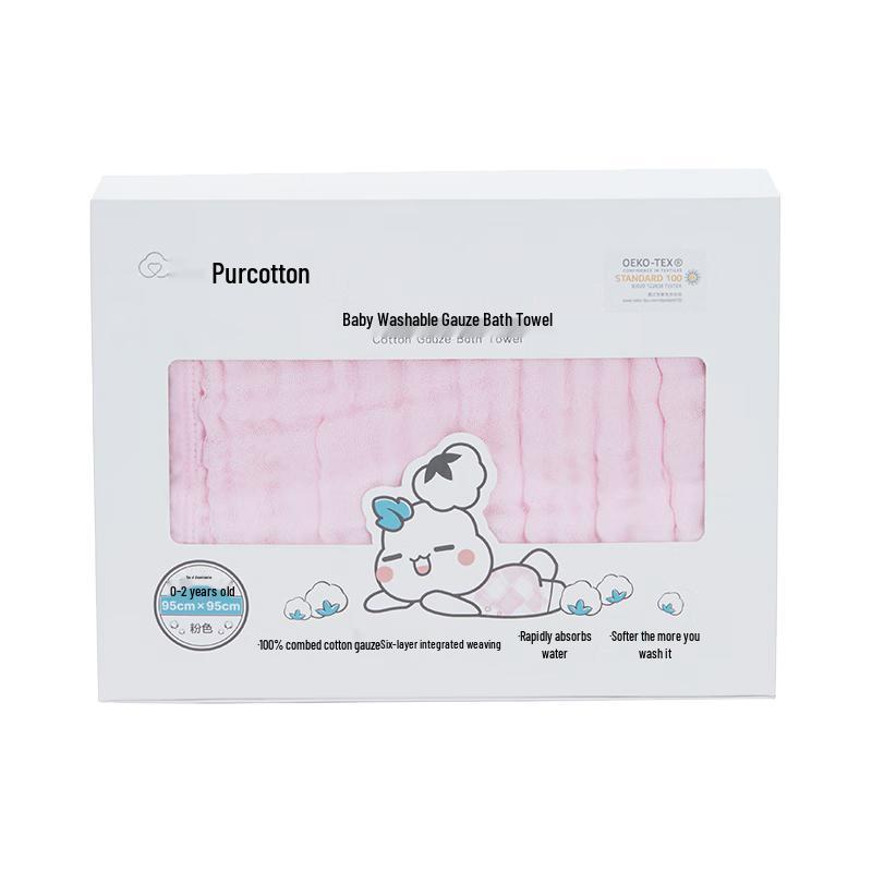 PurCotton Baby 6-Layer Cotton Gauze Bath Towel