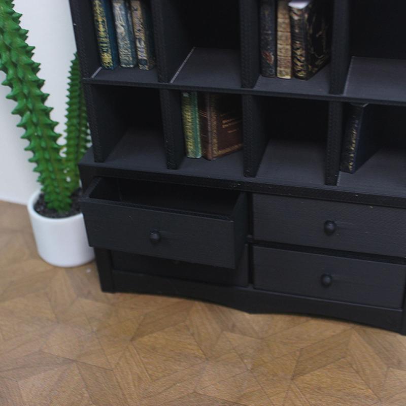 Dollhouse Mini Furniture Scene Model Miniature Retro Bookcase Mini Storage Display Cabinet Bookcase Toy Doll House Accessories