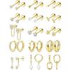 Bobisty Surgical Stainless Steel Flat Back Earrings for Women Cartilage Earring Stacks 14K Gold Plated Hoop Stud Earring Sets