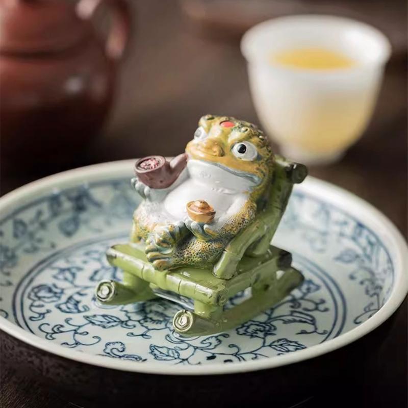 Resins Rocking Chair Frogs Teas Pet With Exquisites Craftsmanship Temperature Sensitive Color Changing For Home Decors