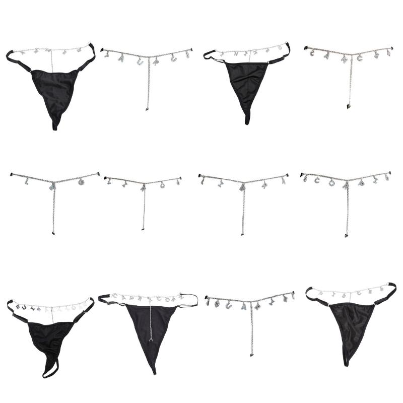 Novelty Waist Chain Alloy Shinning Thong Chains with Dangle 12 Constellations Thong Jewelry Accessories for Women