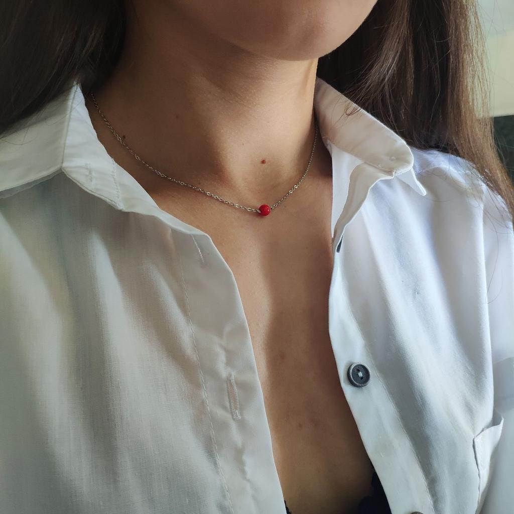 Silver Necklace with Coral, Product Weight 2.28 G (2147213)