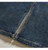 Women's Retro High-Waisted A-Line Denim Skirt - Mid-Length, Slit, Hip-Hugging for Petite Girls - Spring/Autumn Style