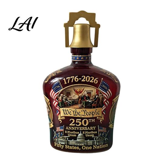 Patriotic Glass Wine Bottle 250th Anniversary Commemorative Set Decorative Collectible Glassware Spirit C