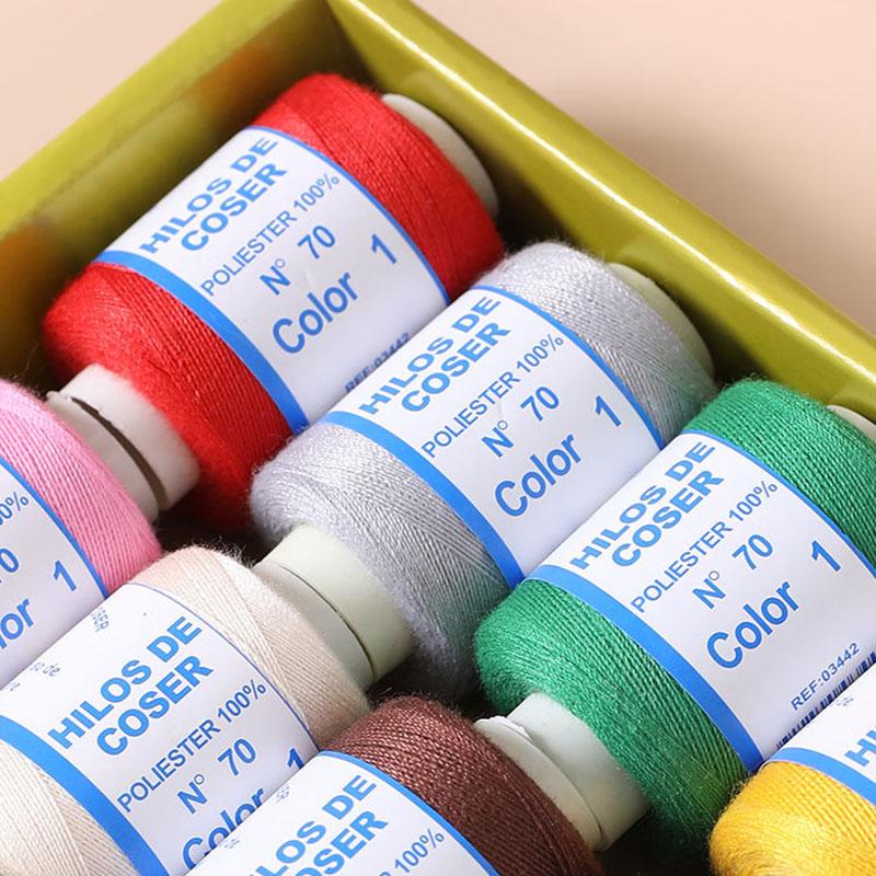 12Color 500M Sewing Thread Polyester Sewing Thread Set Strong And Durable for Sewing Machine Hand Repair Use