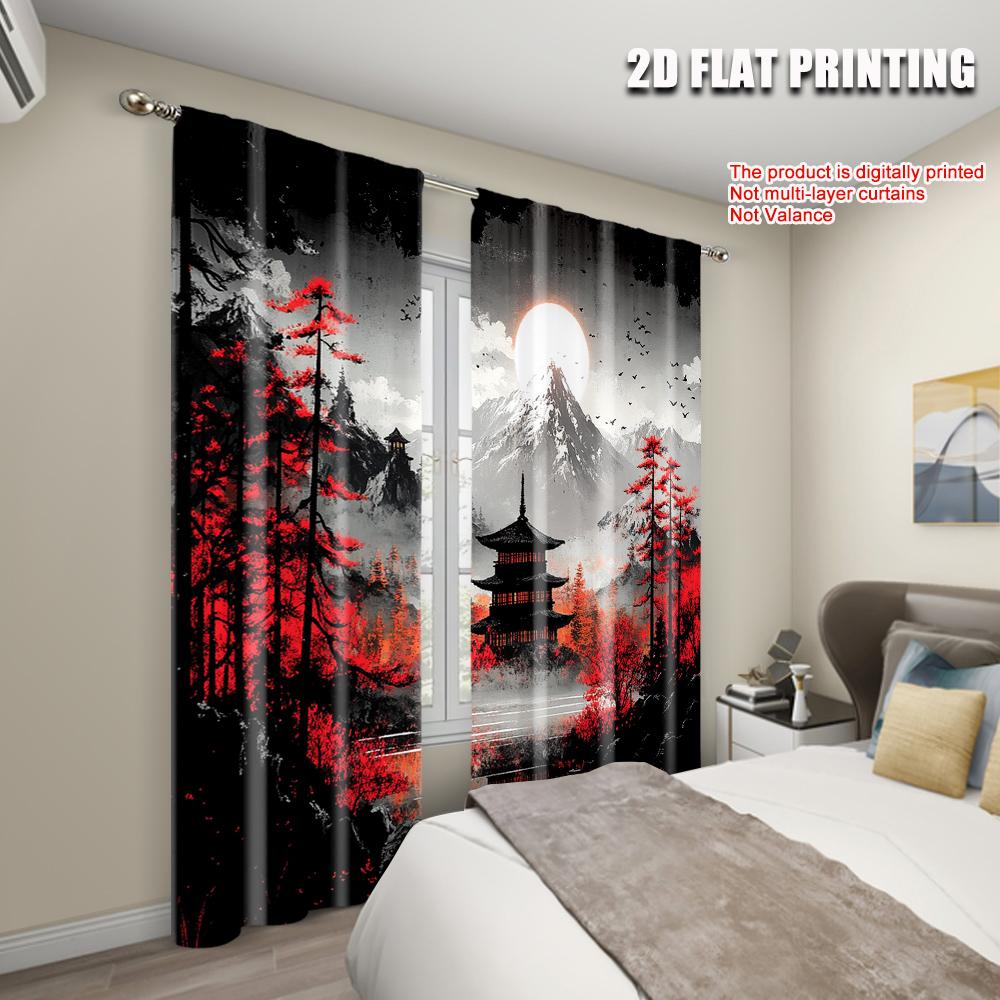 2pcs   Print Curtains 2D print Landscape Durable Polyester (without rod) Decorations Inside Use for Bedroom   Living Room