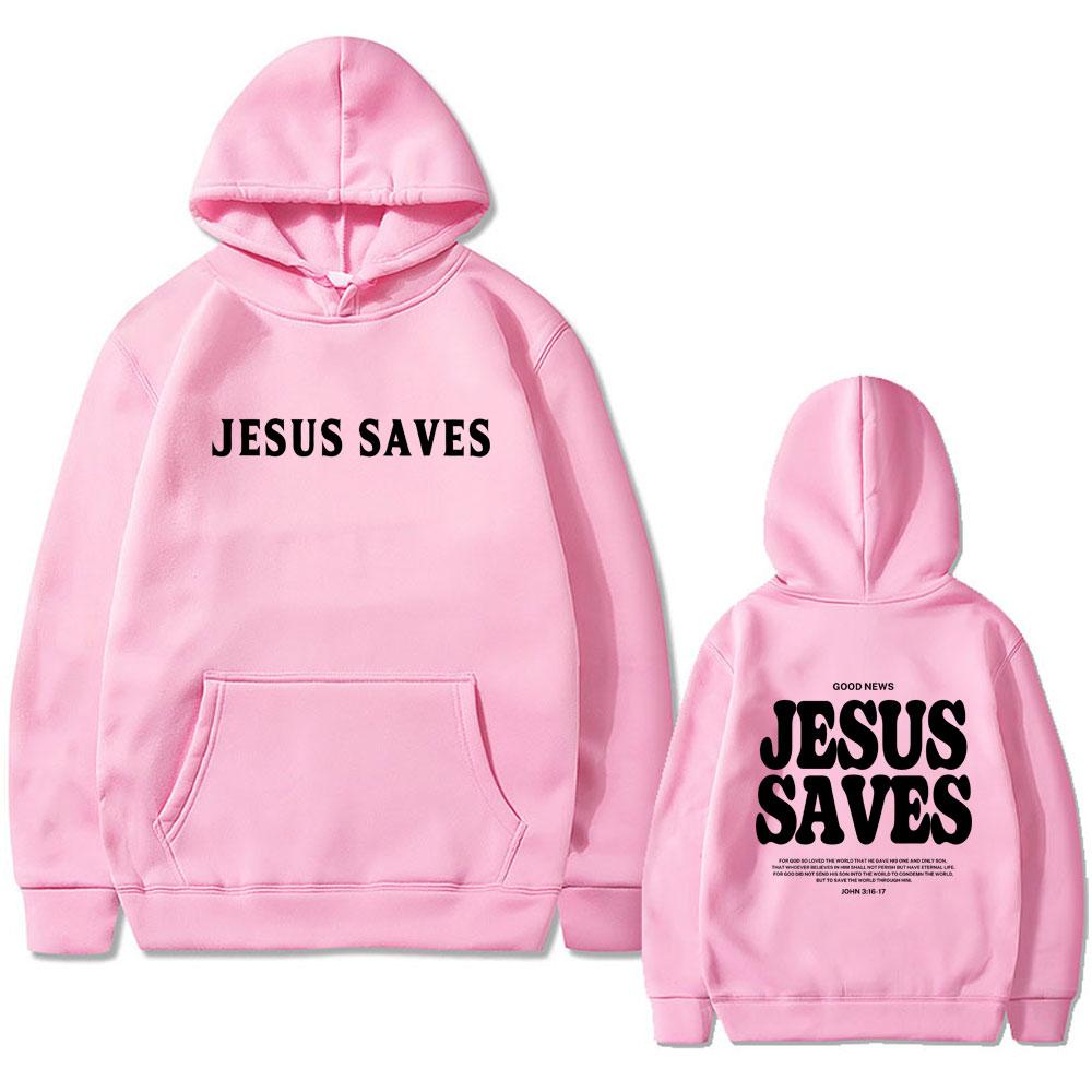 Christian Good News Jesus Saves for God So Loved Bible Verse Print Hoodie Men's Fashion Streetwear Male Casual Fleece Pullover