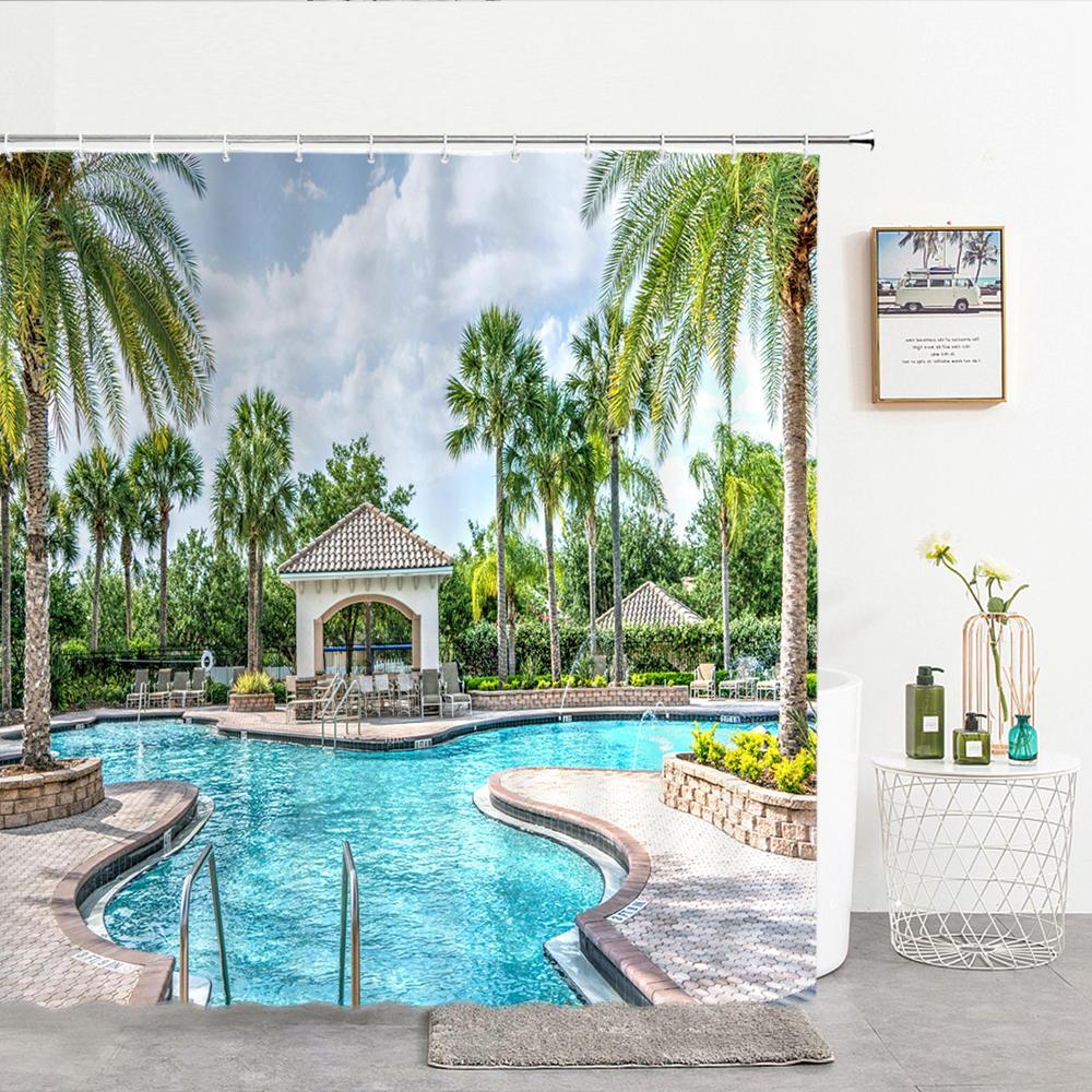 High Quality Sea Beach Shell Printed Shower Curtains starfish Bath Curtain Screen Waterproof Products Bathroom Decor with Hooks