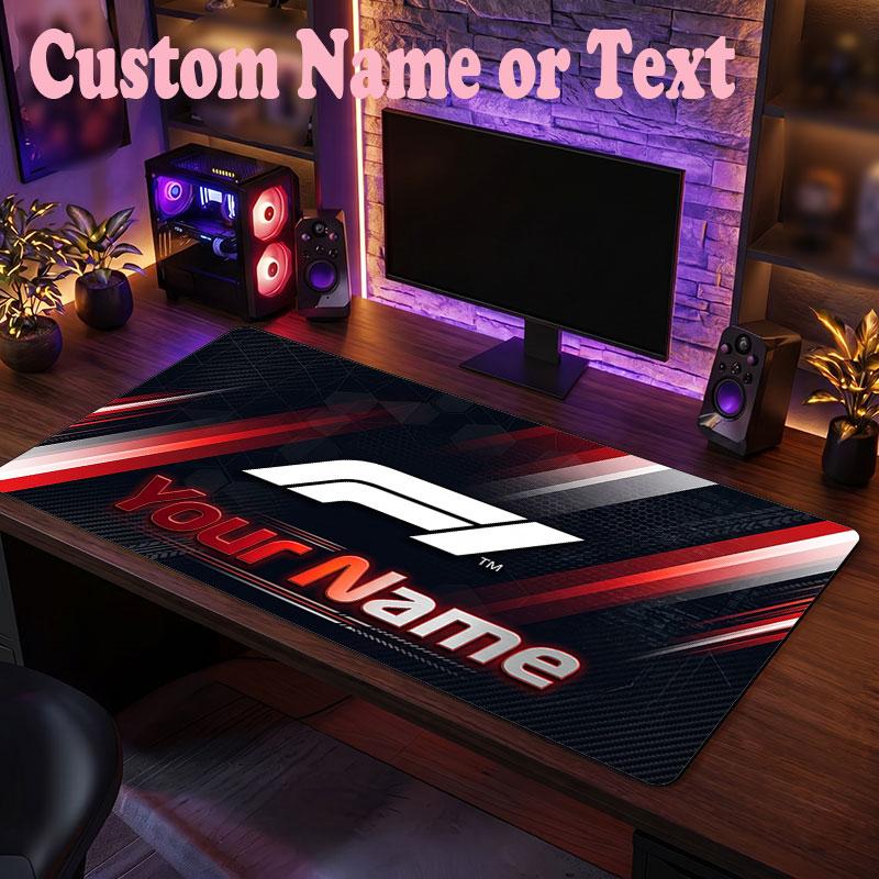 F1 Customized Name Text Mouse Pad, Large Desk Mouse Mat Personalized Home Office Present