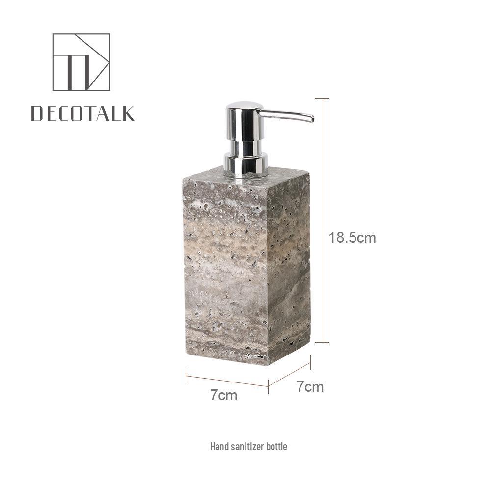Set da Bagno Travertino Grigio Argento Wabi-Sabi: Vassoio e Decorazione per Lavabo.