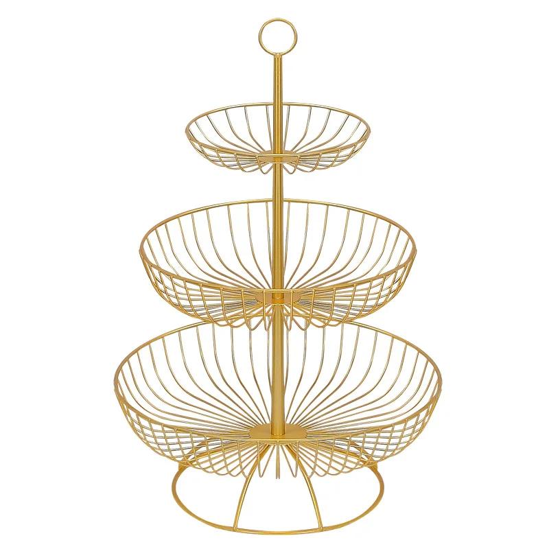 Panier à fruits en métal noir à 3 niveaux, assiette de fruits, comptoir de comptoir, plateau de Style rétro noir, panier de rangement, support de Buffet de bonbons