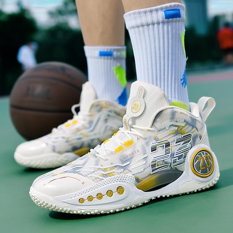 Basketkängor för strid herr nätyta andningsbara halkfria stötdämpande student glow-in-the-dark sportskor