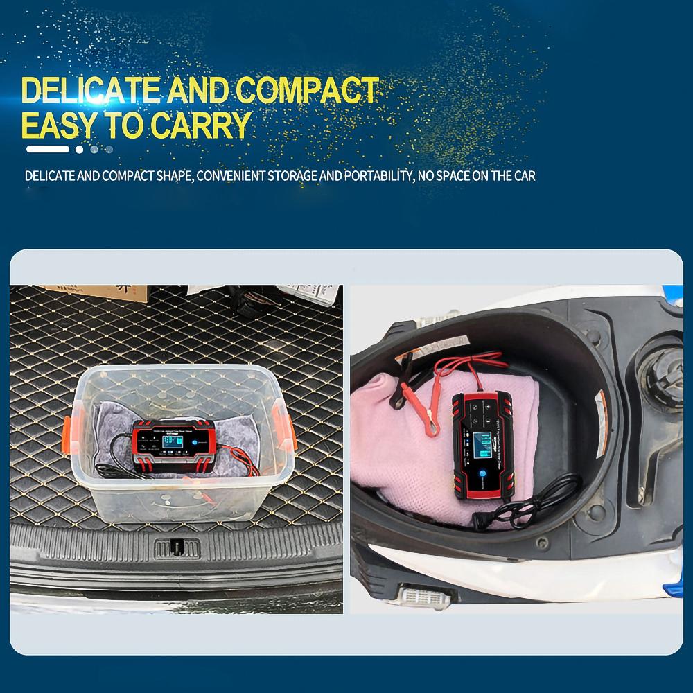 12/24V Smart Pulse Repair Battery Charger Digital Display Auto Motorcycle AGM Lead Acid Battery Maintainer Multi Protection