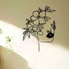 Iron Flower Girl Wall Art, Metal Sculpture for Indoor Outdoor Farmhouse Living Room Office Patio Balcony, Durable Home Decor