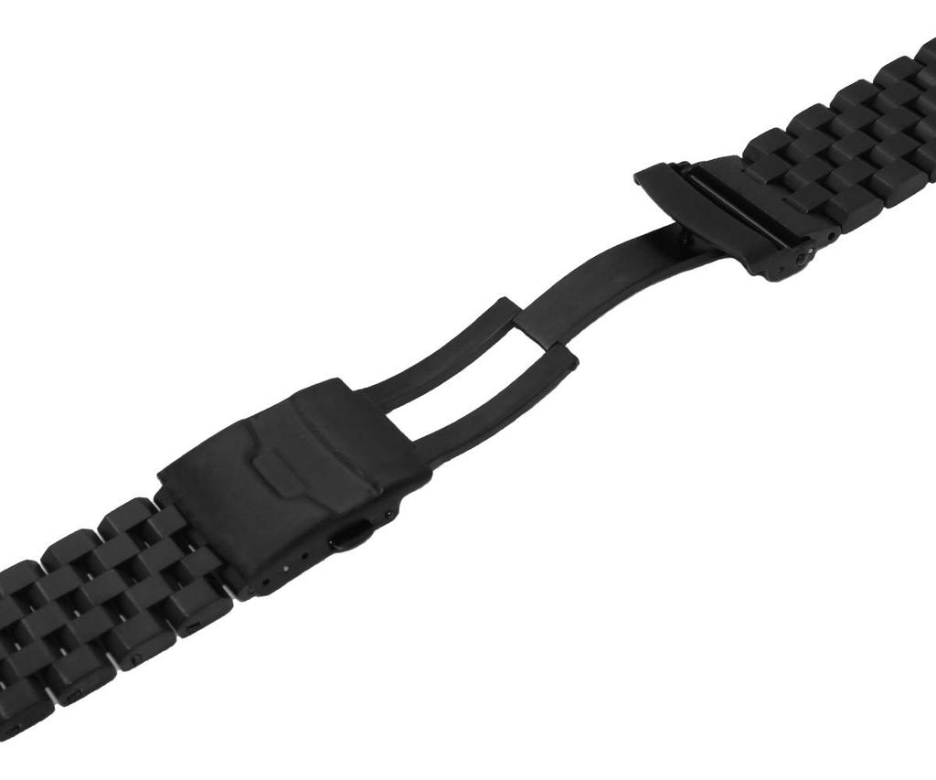 Kai Tian Stainless Steel Watch Band, 24mm, Black, Replacement Strap for Men's Watches