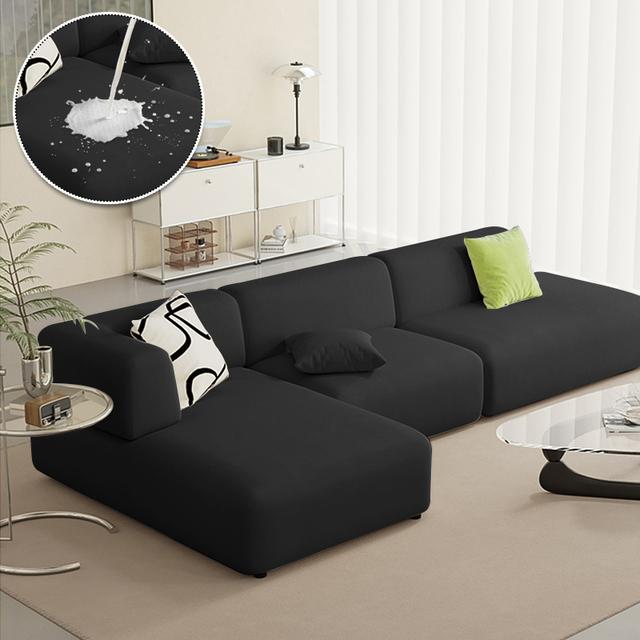 

Водонепроницаемый чехол для дивана, однотонные эластичные чехлы для угловых диванов для гостиной, домашний декор, 1/2/3/4-местный L-образный диван-кресло 3 Seater 190-230cm чёрный
