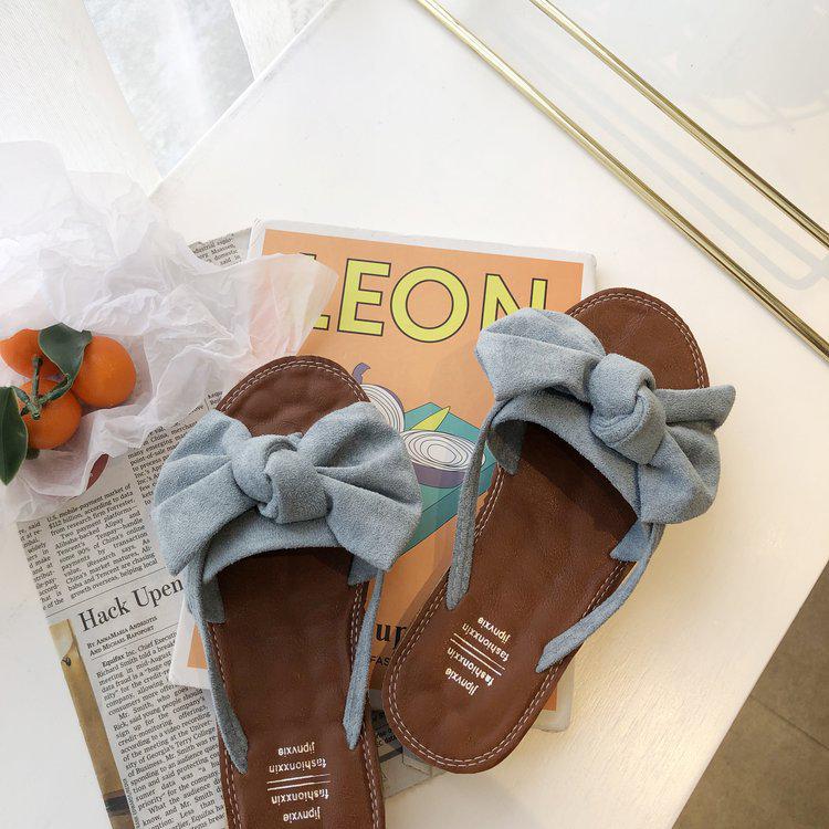 Slippers Women's Summer New Korean Version Flat Heel Fashion Outer Wear Bow Toe Cool Slippers