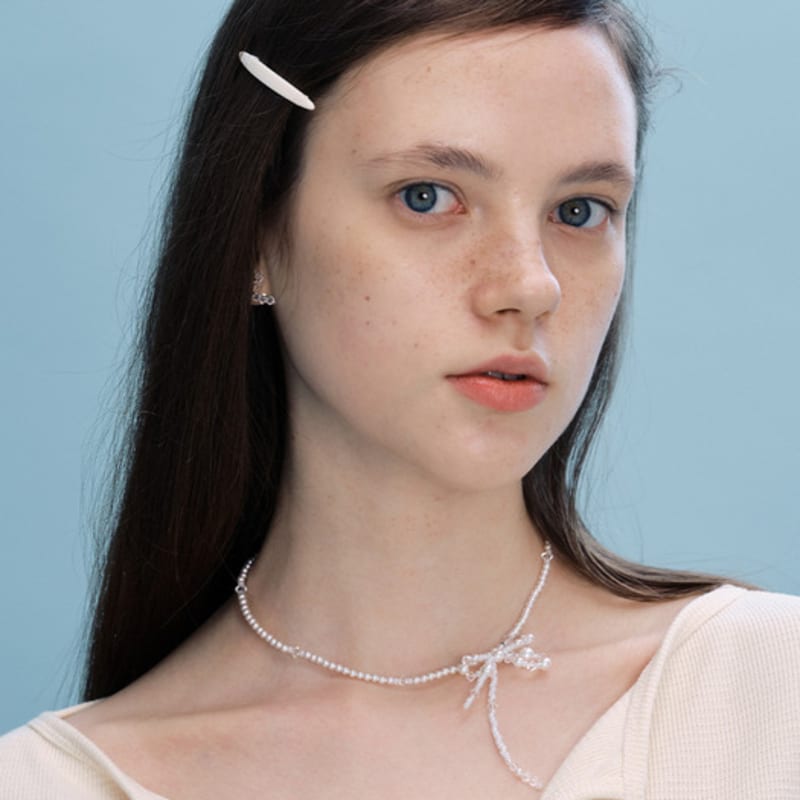 VINTAGE HOLLYWOOD White Blossom Ribbon Necklace_VH2412NE008M