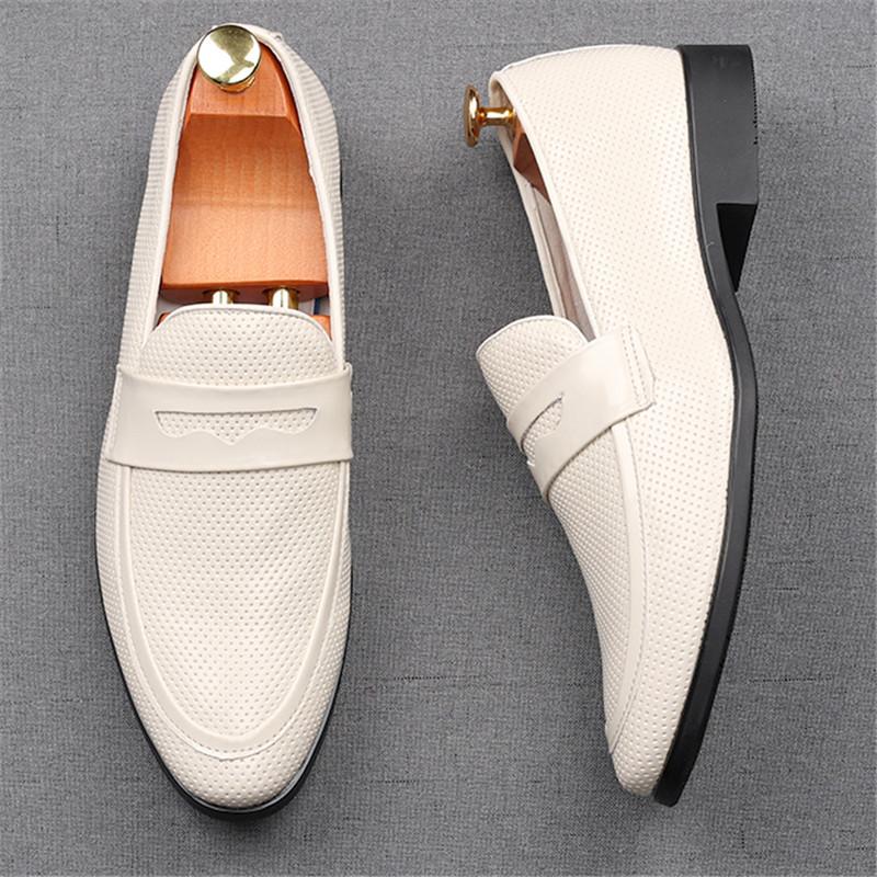 Fashion Trend New Men's Breathable Penny Loafers Pointed Slip On Business Flats Shoes Designer Homecoming Wedding Dress Footwear