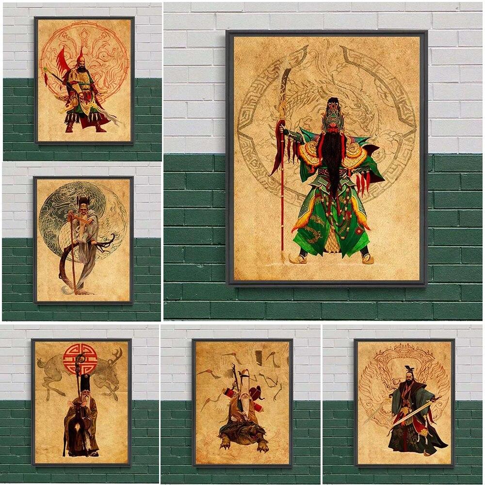 

Плакат Seni Antik Gaya Nasional dan Cetakan Abstrak Seni Diding Modern Tiga Kerajaan Bergambar Retro Kanvas Cetak Dekorasi Rumah No Frame