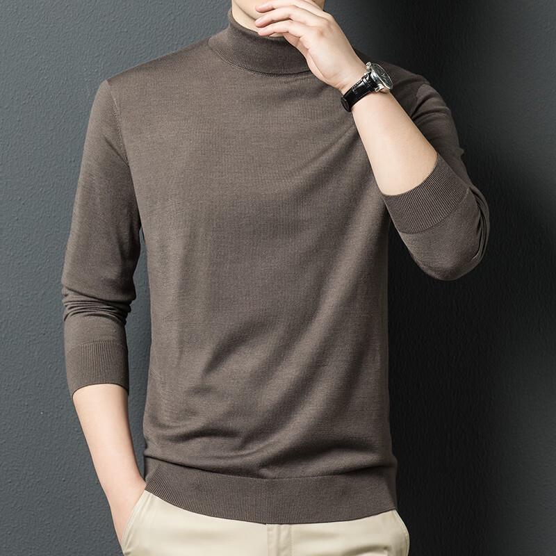 Men's Merino Wool Blend Half-Turtleneck Knitted Shirt
