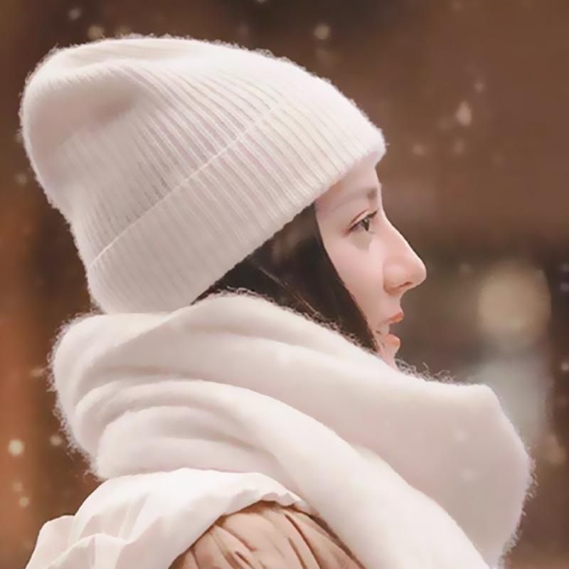 Knitted Rabbit wool Hat for Women In Winter New Style Showing Small Face White Wool Hat for Women In Autumn and Winter Warm and Cold Hat for Women