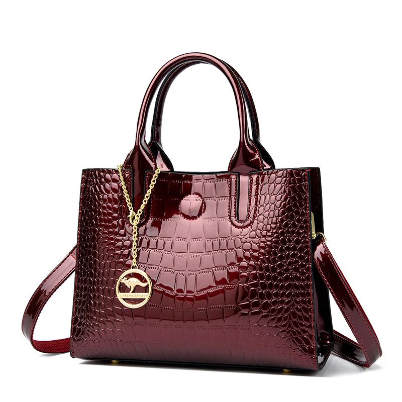 Fashionable Patent Leather Large-capacity Versatile Soft and Wear-resistant Bag