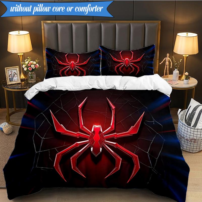 3PCS Spider Bedding Set Duvet Cover Closure Includes 1 Duvet Cover & 2 Pillowcases for All Seasons Bedroom Decor Christmas Fan gifts