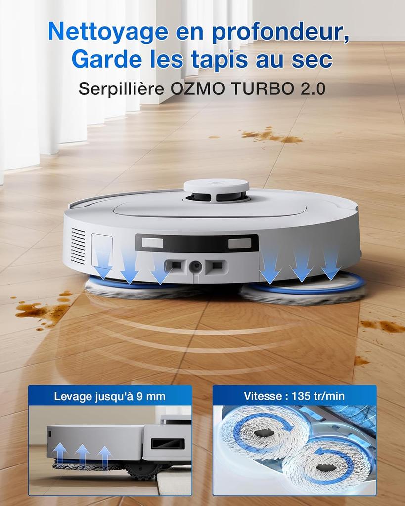 ECOVACS Deebot T30C Omni Gen2, Robot Vacuum Cleaner with Wiping Function, 25,000 Pa, OZMO Turbo 2.0 Mop System, ZeroTangle 3.0 Anti-Tangle