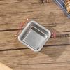 Japanese Style Retro Stainless Steel Square Plate with Ears for Snacks, Dessert, or Fried Chicken
