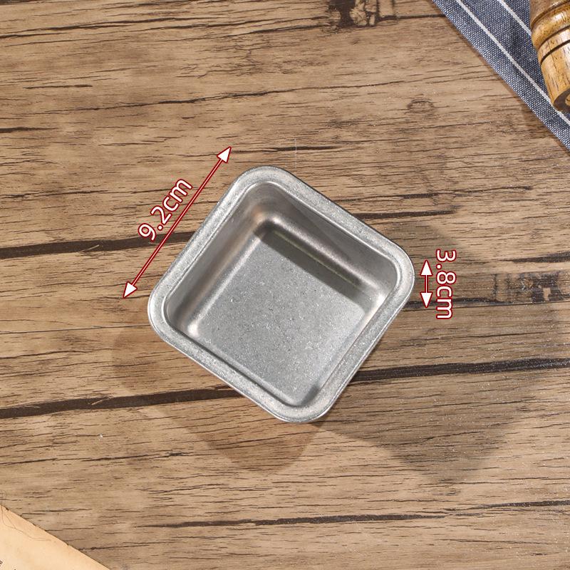 Japanese Style Retro Stainless Steel Square Plate with Ears for Snacks, Dessert, or Fried Chicken