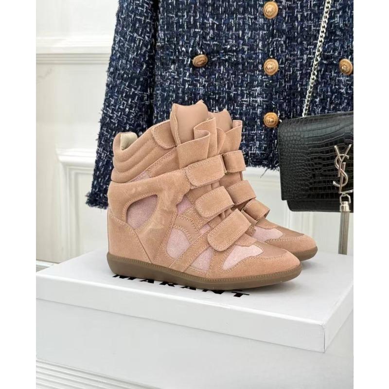 Nuove Scarpe da Donna con Zeppa Nascosta, Bicolore, Fondo Piatto, Casual, con Velcro, Sneakers da Donna